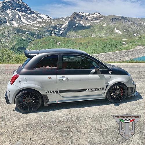 Abarth Performance Parts Abarth Fiat Mini VW BMW Audi Mercedes Speedmotive Fiat 500 Abarth CHD Tuning Rear Spoiler Extension Fiberglass